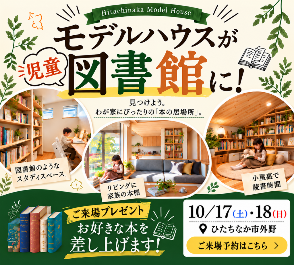 期間限定!モデルハウス児童図書館オープン【ひたちなか市外野】